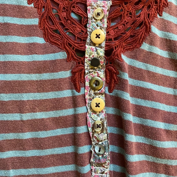 Free People We The Free Henley Size S Red & Blue Stripes - Picture 2 of 3